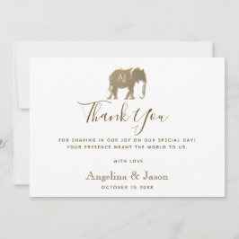 シンプルエレガント結婚金ゴールド サンキューカード