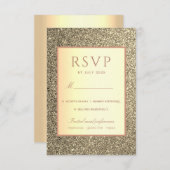 シンプルエレガント結婚金ゴールド 出欠カード (正面/裏面)