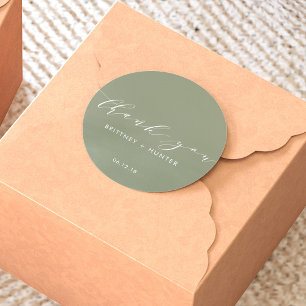 シンプルエレガント結婚Sage Green ラウンドシール