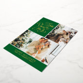 シンプルエレガント緑の愛Peace Joy写真コラージュ 箔シーズンカード (回転した状態)