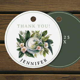 シンプルエレガント緑ピンクフローラティーウォーター色 フェイバータグ