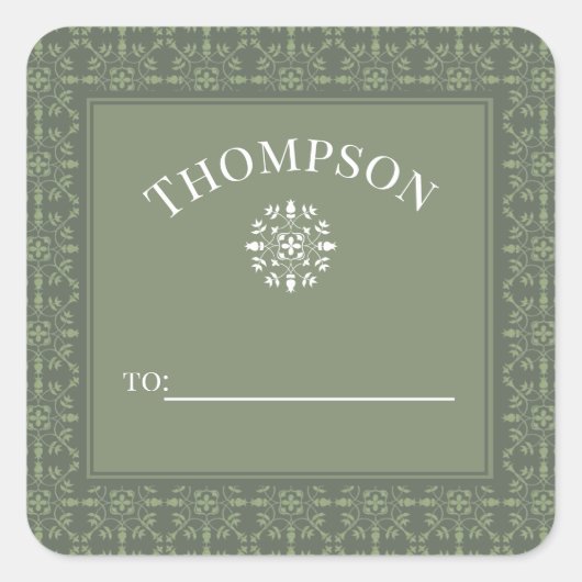 シンプルエレガント緑モダン雪の結晶 スクエアシール (正面)