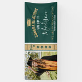 シンプルエレガント緑1写真卒業バナー 横断幕 (縦)