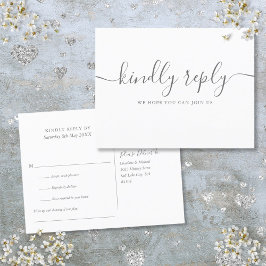 シンプルエレガント署名スクリプトRSVP インビテーションポストカード