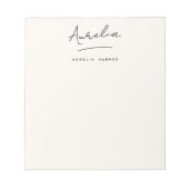 シンプルエレガント署名ミニマルフェミニンアイボリー ノートパッド (正面)