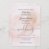 シンプルエレガント美的な水の色結婚の 招待状 (正面/裏面)