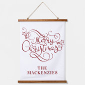 シンプルエレガント聖降誕祭の名前レッド・ホワイト 吊り下げ型タペストリー (正面)