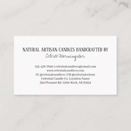 シンプルエレガント自然工芸蝋燭会社 名刺 (裏面)