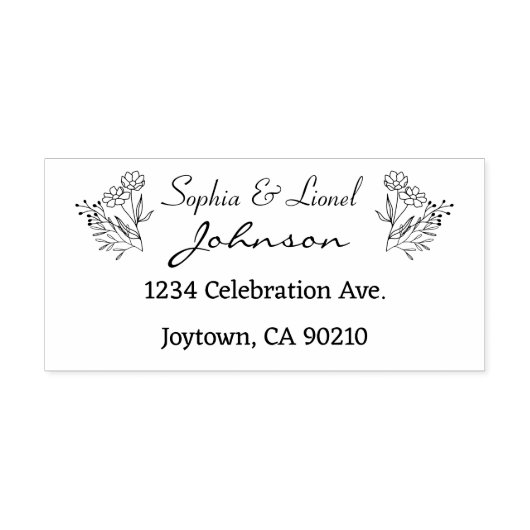 シンプルエレガント花結婚差出人住所 セルフインキングスタンプ (デザイン)