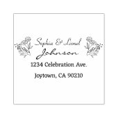 シンプルエレガント花結婚差出人住所 ラバースタンプ (インプリント)