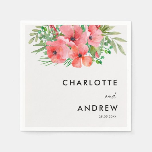 シンプルエレガント花 スタンダードカクテルナプキン (正面)