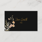 シンプルエレガント花 |黒 名刺 (正面)