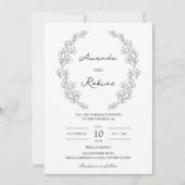 シンプルエレガント葉結婚式招待状 招待状 (正面)