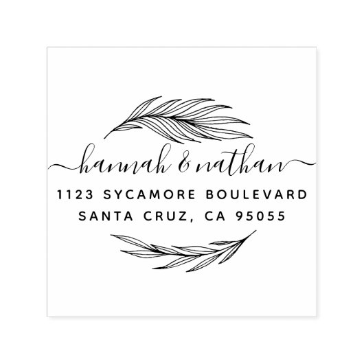 シンプルエレガント葉 |の結婚差出人住所 セルフインキングスタンプ (デザイン)