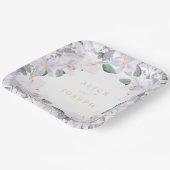 シンプルエレガント薄紫水色フローラ結婚の ペーパープレート (傾斜あり)