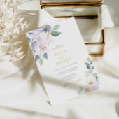 シンプルエレガント薄紫水色フローラ結婚の 箔招待状