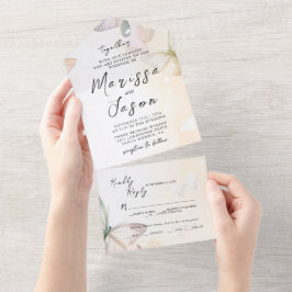 シンプルエレガント蝶結婚類 オールインワン招待状