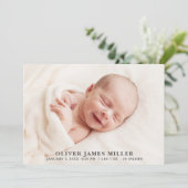 シンプルエレガント誕生の写真カード 案内状 (スタンド正面)