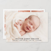 シンプルエレガント誕生の写真カード 案内状 (正面/裏面)