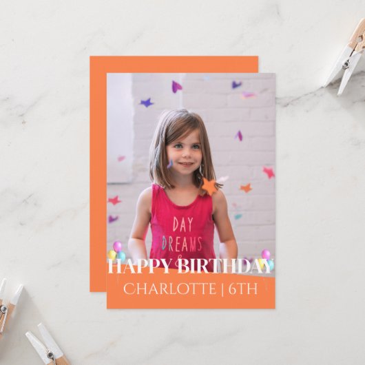 シンプルエレガント誕生日スタイリッシュおもしろい写真 カード (正面/裏面インサイチュ)