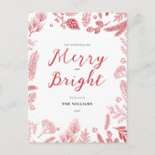 シンプルエレガント赤と明メリーるいクリスマス シーズンポストカード (正面)