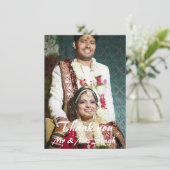 シンプルエレガント赤と白インディアン結婚ズ サンキューカード (スタンド正面)