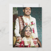 シンプルエレガント赤と白インディアン結婚ズ サンキューカード (正面)