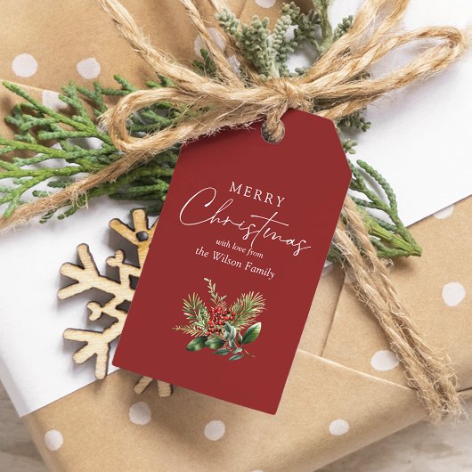 シンプルエレガント赤クリスマス植物園 ギフトタグ