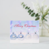 シンプルエレガント赤デコールスノーメリークリスマス シーズンポストカード (スタンド正面)