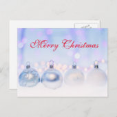 シンプルエレガント赤デコールスノーメリークリスマス シーズンポストカード (正面/裏面)