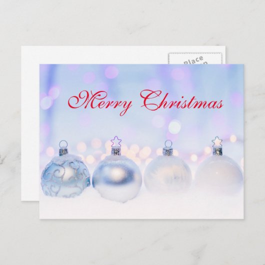 シンプルエレガント赤デコールスノーメリークリスマス シーズンポストカード (正面/裏面)