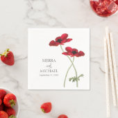 シンプルエレガント赤フローラセージ緑の植物学 スタンダードカクテルナプキン (インサイチュ)