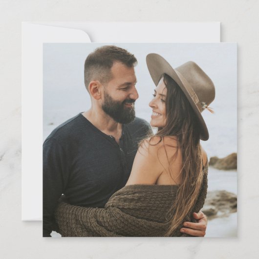 シンプルエレガント赤方写真付き日付を保存 セーブザデート (裏面)