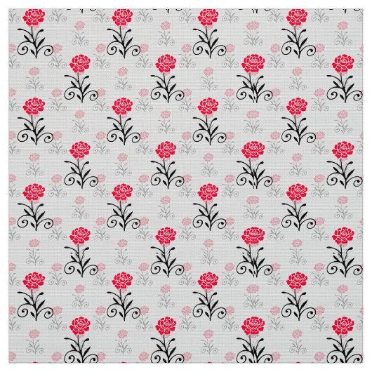 シンプルエレガント赤花柄 ファブリック (見本)