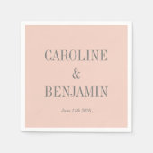 シンプルエレガント赤面スタイリッシュグレーのカスタムウェディング スタンダードカクテルナプキン (正面)