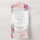 シンプルエレガント赤面フシアピンク オールインワン招待状 (内側)