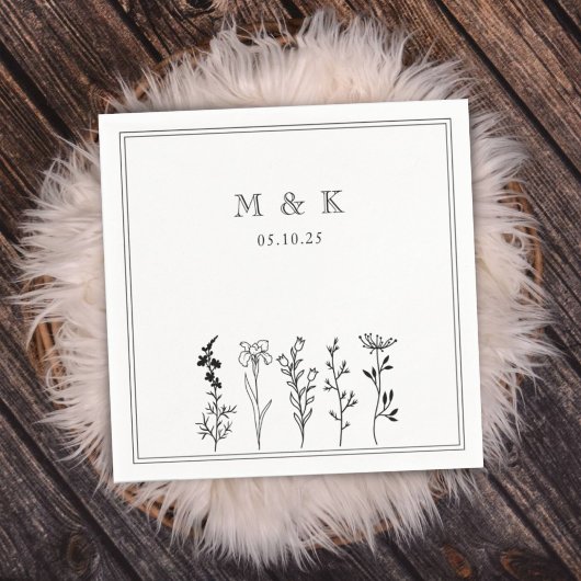 シンプルエレガント野結婚花 スタンダードカクテルナプキン