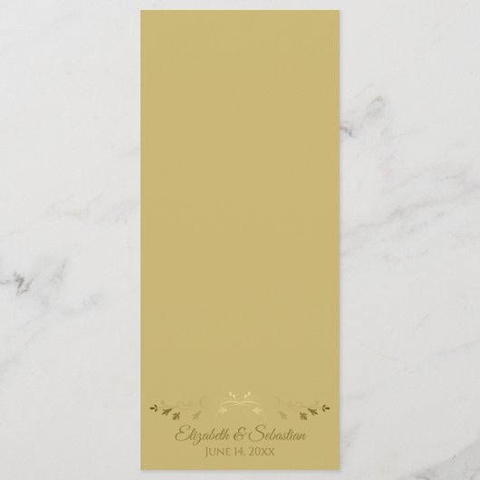 シンプルエレガント金ゴールドとクリームフレースのようィリグレ結婚ーズ メニュー (裏面)