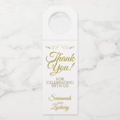 シンプルエレガント金ゴールドとホワ結婚イトの感謝 ボトルネックタグ (正面)