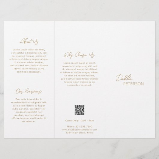 シンプルエレガント金ゴールドコンテンポラリーQRコードモダン チラシ (正面)