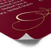 シンプルエレガント金ゴールドスワールブラックの座席結婚Po ポスター (角)