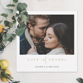 シンプルエレガント金ゴールドタイポグラフィ写真結婚の サンキューカード