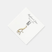 シンプルエレガント金ゴールドドッグ白黒結婚ズ スタンダードカクテルナプキン (角)