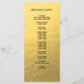 シンプルエレガント金ゴールドフェイクフォイル結婚式 プログラム (裏面)