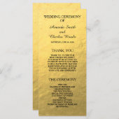 シンプルエレガント金ゴールドフェイクフォイル結婚式 プログラム (正面/裏面)