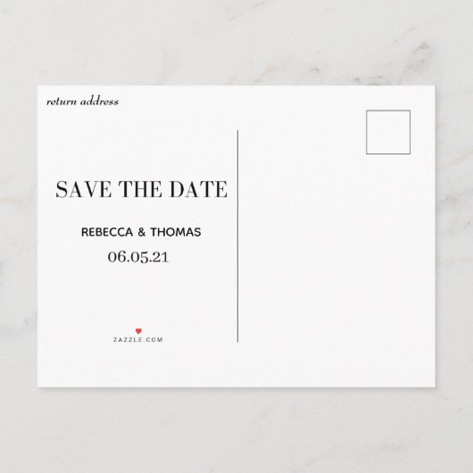 シンプルエレガント金ゴールドフレーム写真の保存日付 案内ポストカード (裏面)