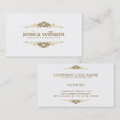 シンプルエレガント金ゴールドフローラ要素 名刺 (正面/裏面)