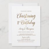 シンプルエレガント金ゴールドホワイト《キリスト教》洗礼式や命名式1st誕生日 招待状 (正面)