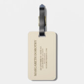 シンプルエレガント金ゴールドメストライプタルモノグラムの名 ラゲッジタグ (裏面縦)