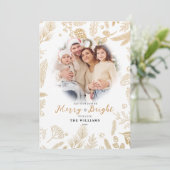 シンプルエレガント金ゴールドメリー&Bright Photo Christmas シーズンカード (スタンド正面)